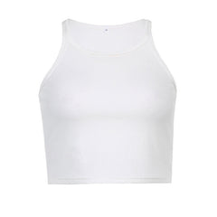 Scoop Neck Rib Knit Crop Tank Top - White