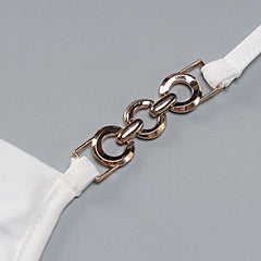 Atemberaubendes ärmelloses Neckholder-Crop-Top mit Metallic-Besatz und Wasserfallausschnitt - Schwarz