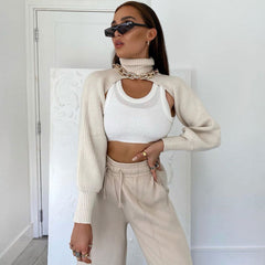 Einzigartiger Rollkragenpullover mit langen Ärmeln und Rippstrick - Weiß