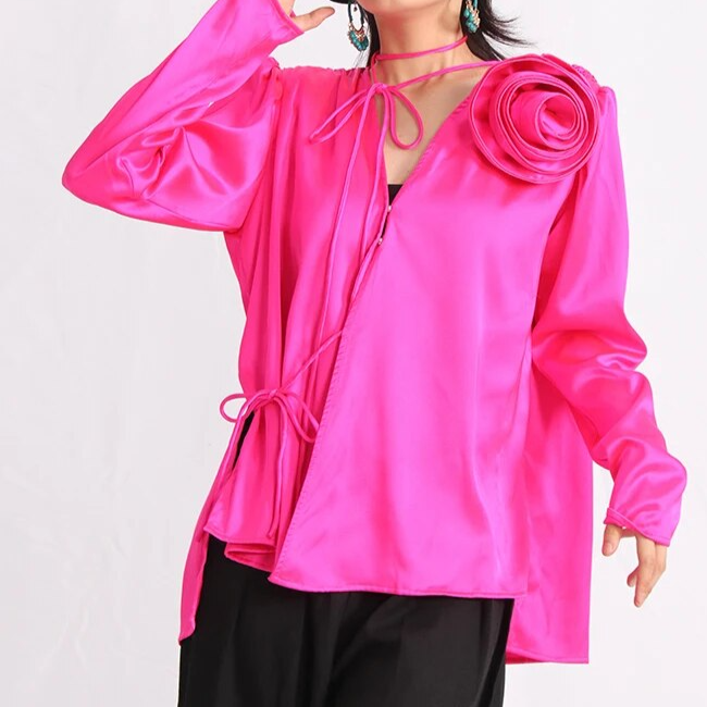 LANA LongSleeve BLOUSE ROSE DECORATED