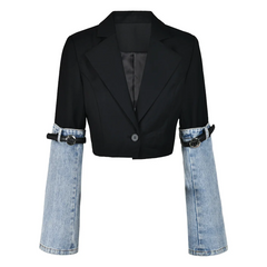 Blazer COURT noir avec manches en DENIM