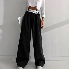 Black HIGH WaistED TURN-UP TROUSERS