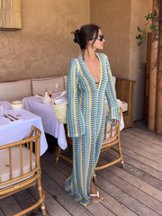 Rainbow Knit Long Cardigan