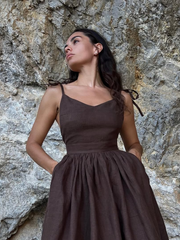 Cotton & Linen Backless Long Dress