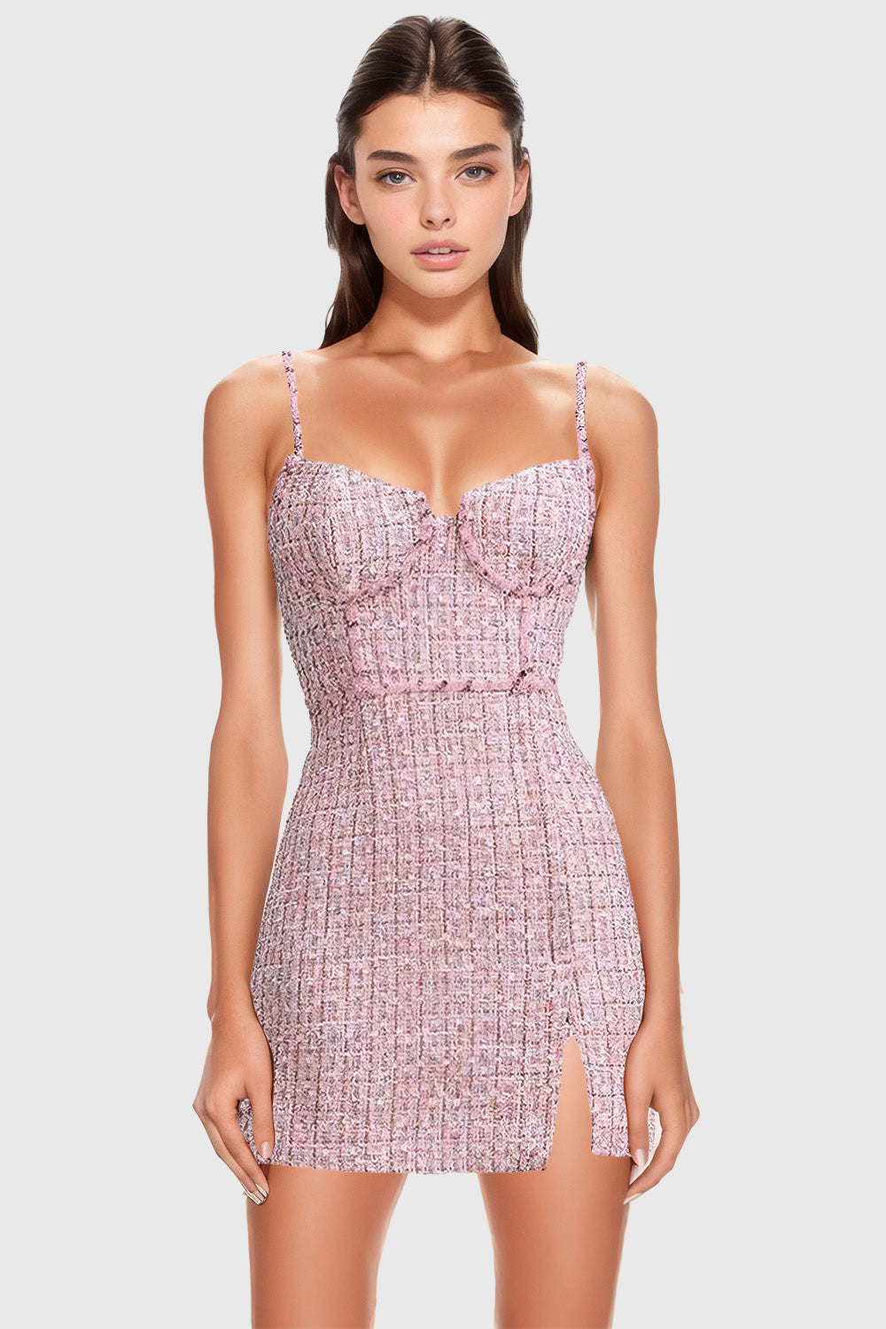 Textured Mini Dress - Pink