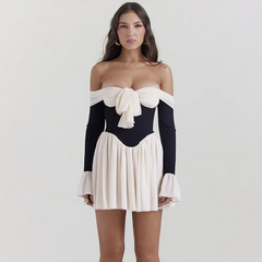 RUFFLES Long Sleeve OFF SHOULDER Mini Dress