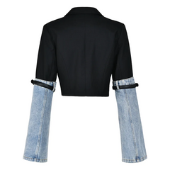 Blazer COURT noir avec manches en DENIM