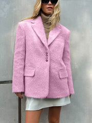 Loose Lapel Fluffy Jacket
