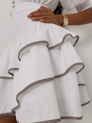 Contrasting color bubble sleeve shirt dress