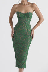 Joelle Forest Lace Midi Dress