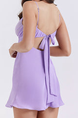 Bria Ruffle Baby Doll Satin Dress