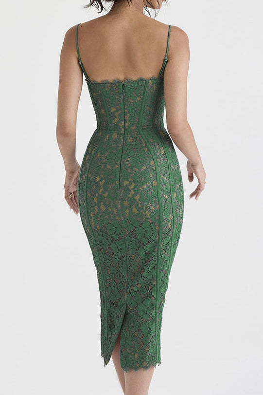 Joelle Forest Lace Midi Dress