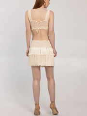 Fringe Cutout Dress Two Piece Set