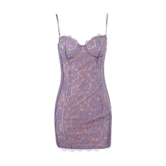 ATSUKO VIOLET Lace Mini Dress with STRAPS