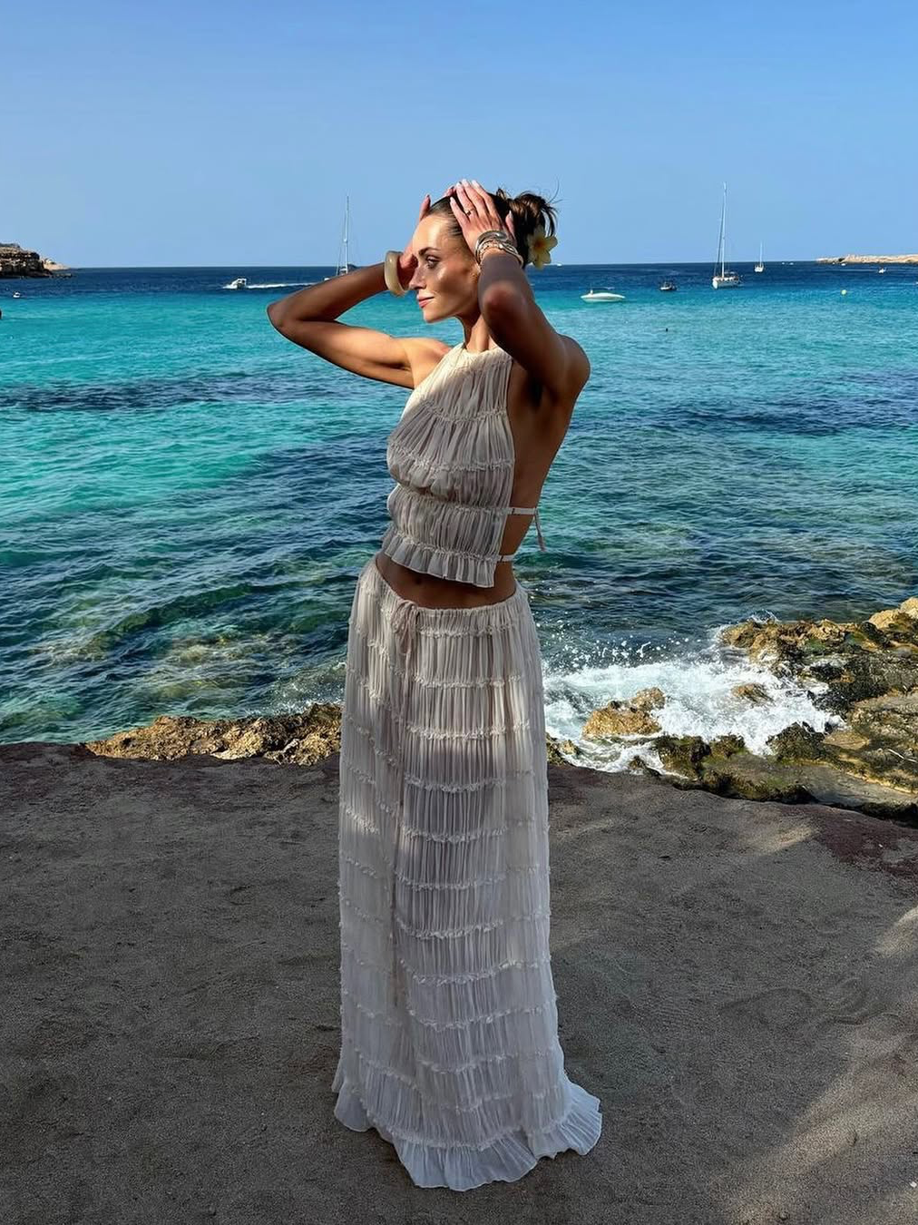 Backless Chiffon Skirt Set
