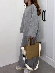 Loose-fit solid-color knitwear set