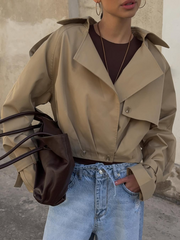 Loose-fitting short double-breasted jacket