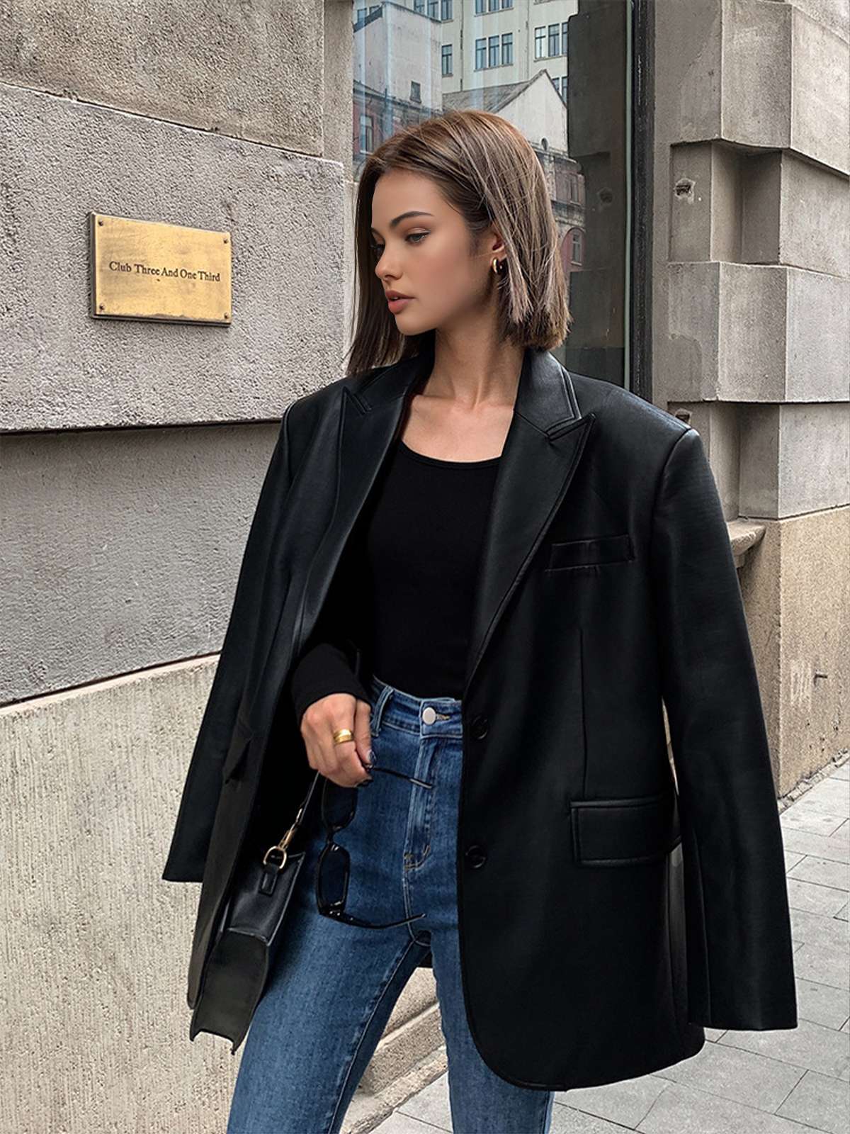 Lydia Leather Blazer