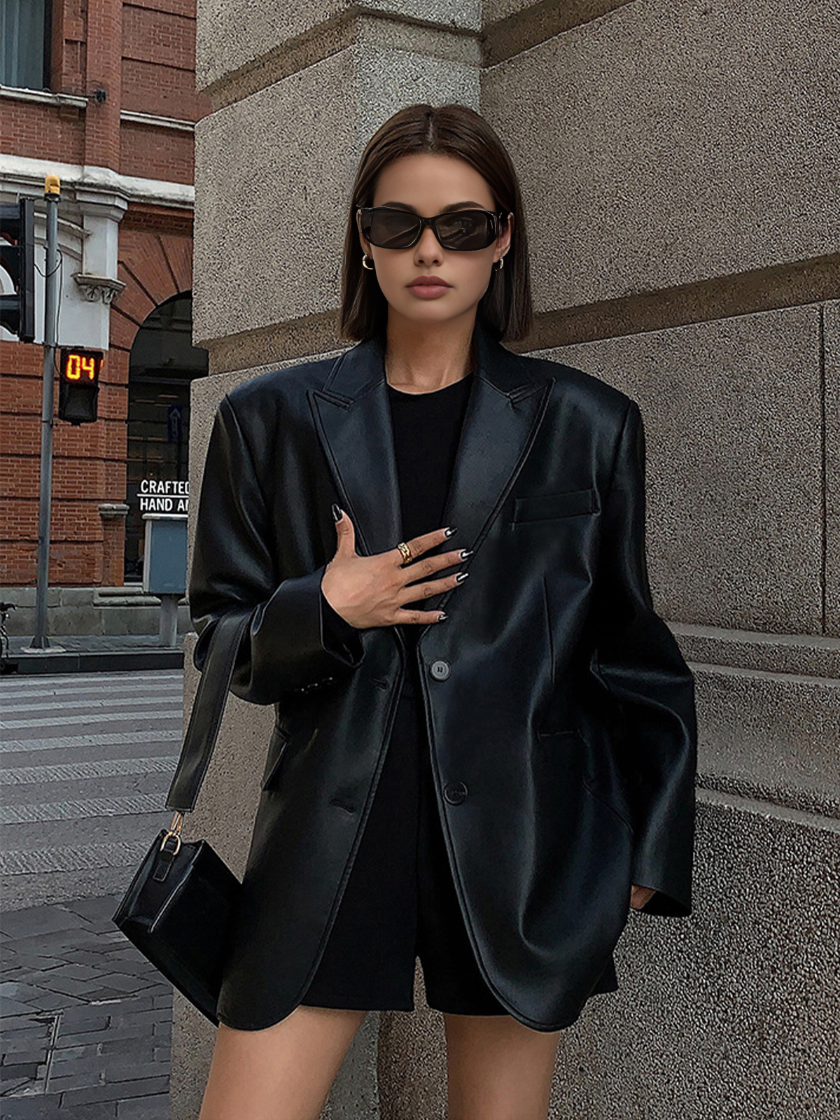 Lydia Leather Blazer