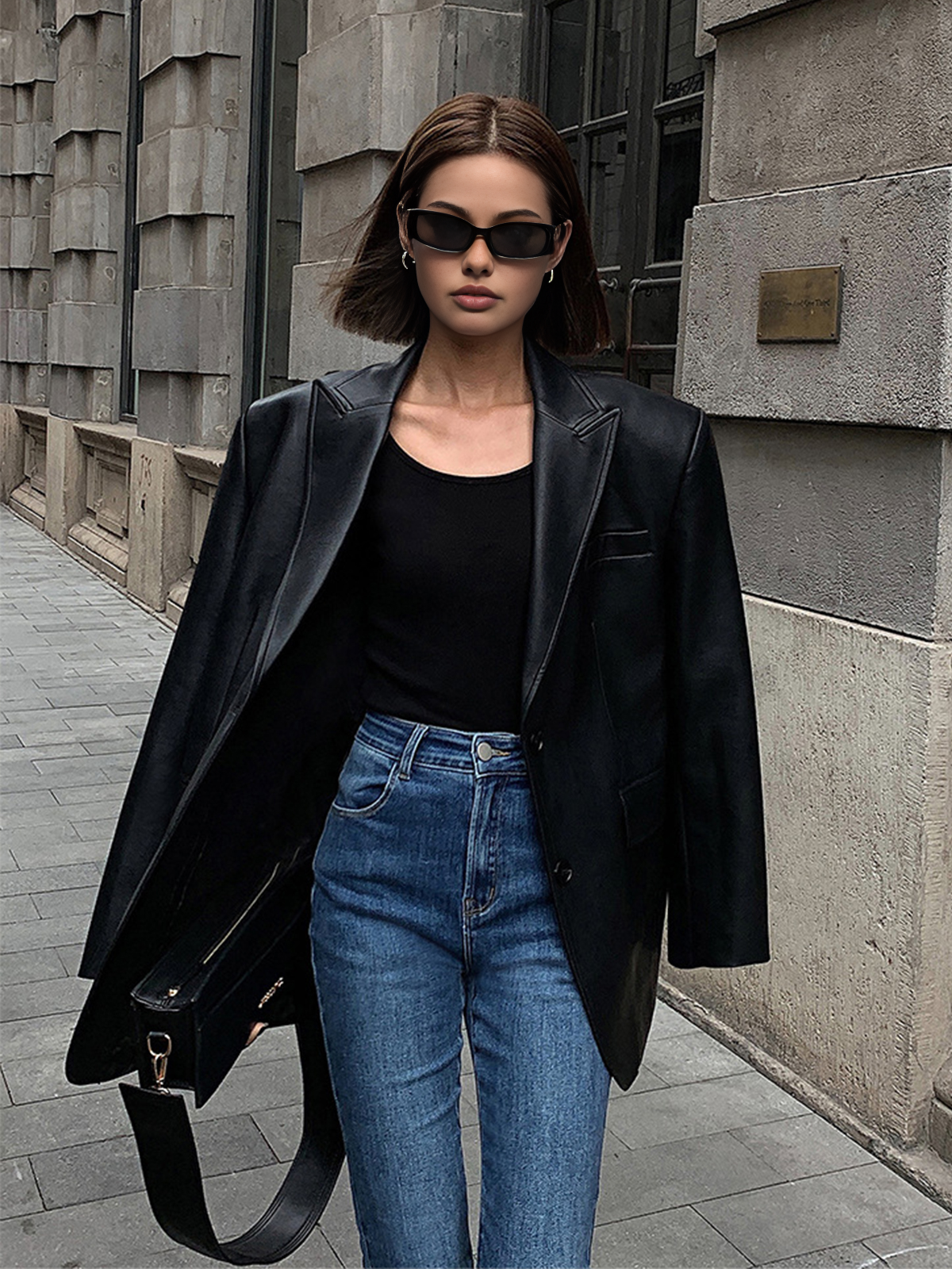 Lydia Leather Blazer