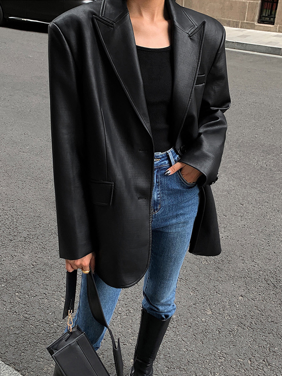 Lydia Leather Blazer