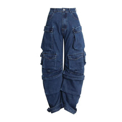 BLUE Low WaistED CARGO JEANS with Pockets