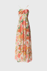 Floral Maxi Dress with Halter Neck - White