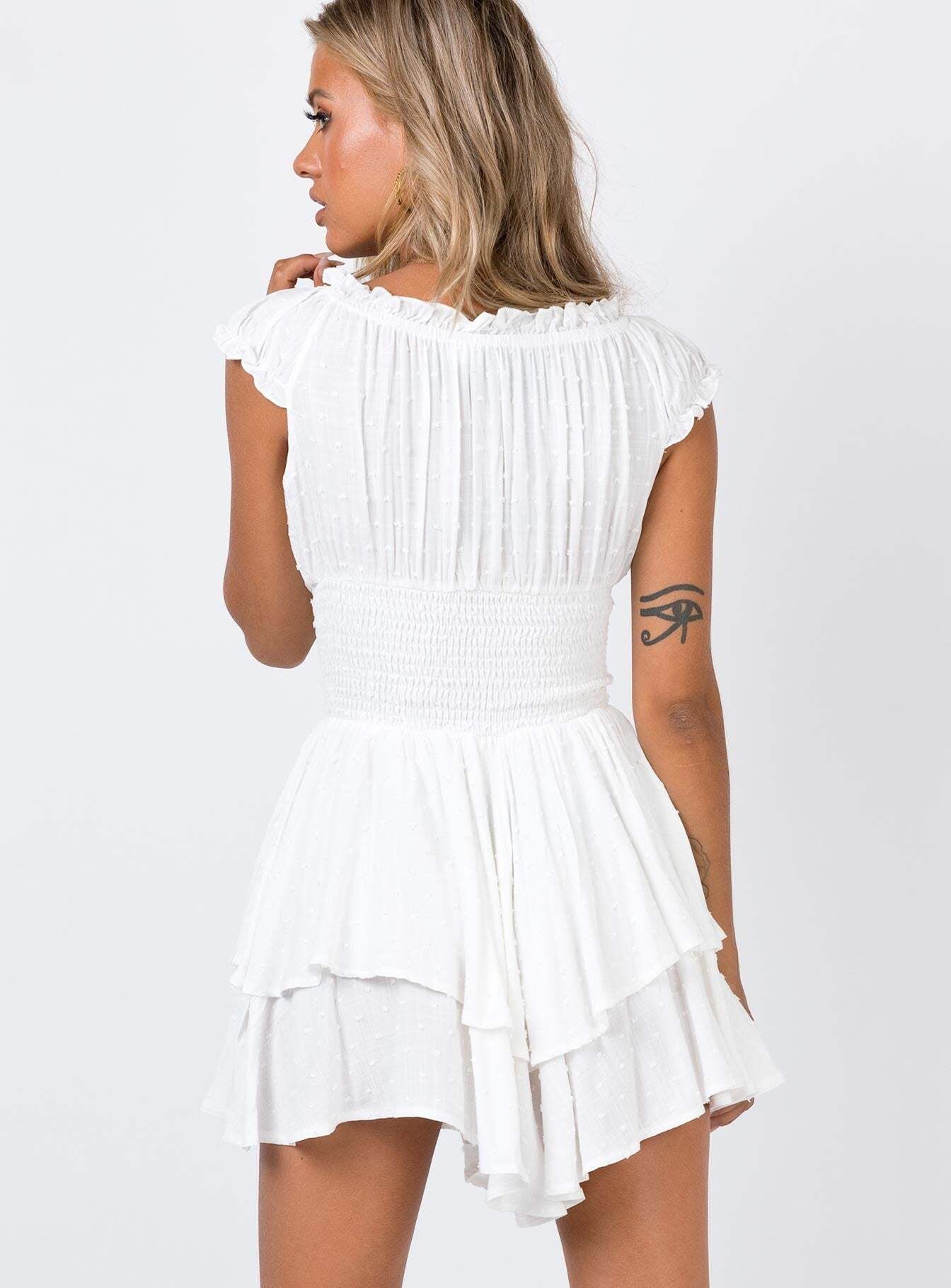 Hameda White Puff Sleeve Mini Dress