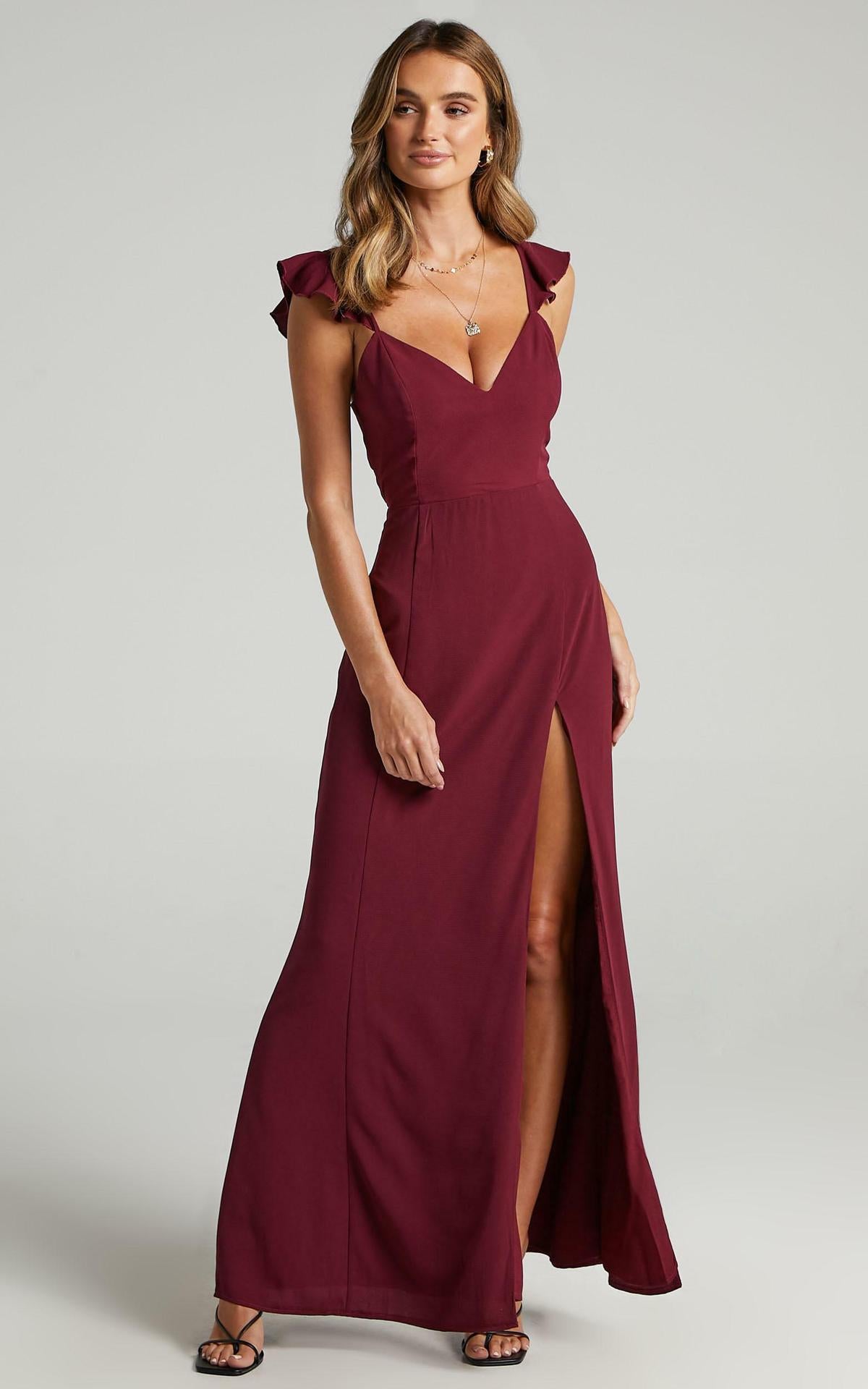 More Than This Ruffle Strap Maxi Dress - Red