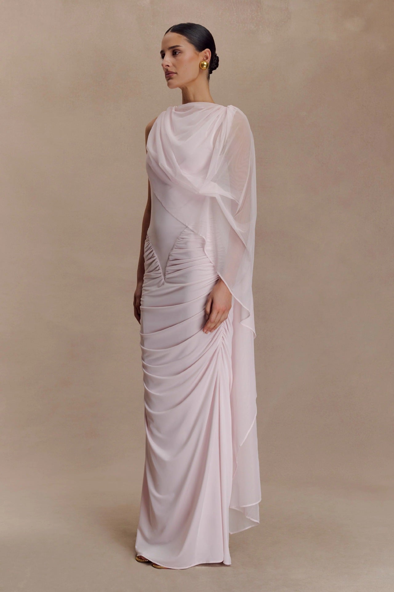 Shawl Mesh Hip Skirt Midi Dress