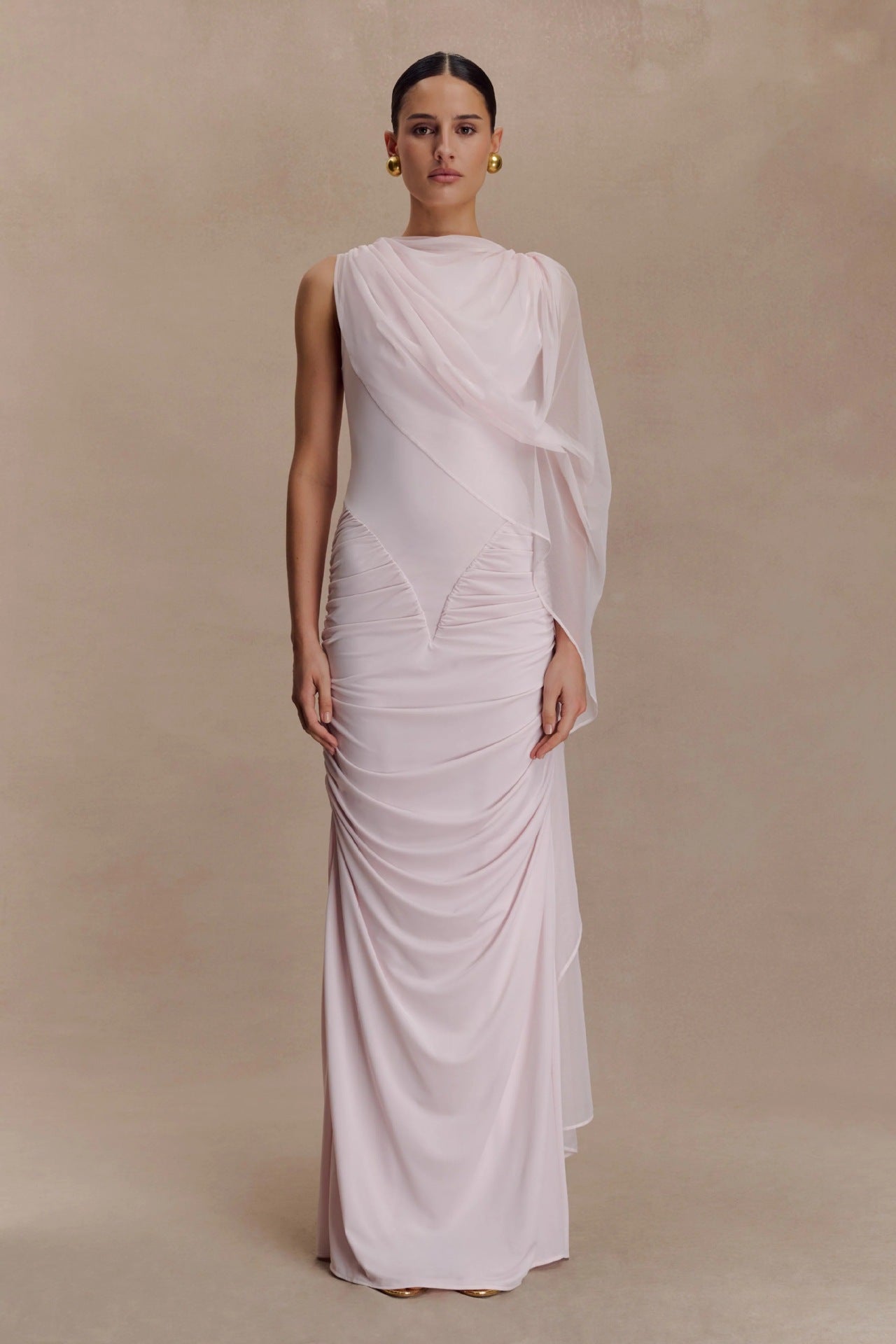 Shawl Mesh Hip Skirt Midi Dress