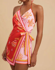 Retro Print Patchwork Romper
