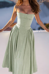 Samaria Taupe Corset Sun Dress