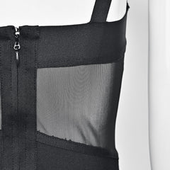 Klassisches ärmelloses Strapsträger-Bustier-Midi-Bandage-Kleid mit Herzausschnitt - Schwarz