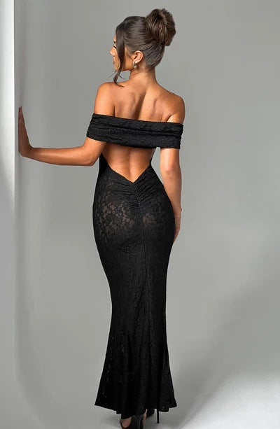 Lace Dress With Open Back And Tube Top