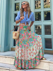 Printed Loose Casual Holiday Swing Skirt