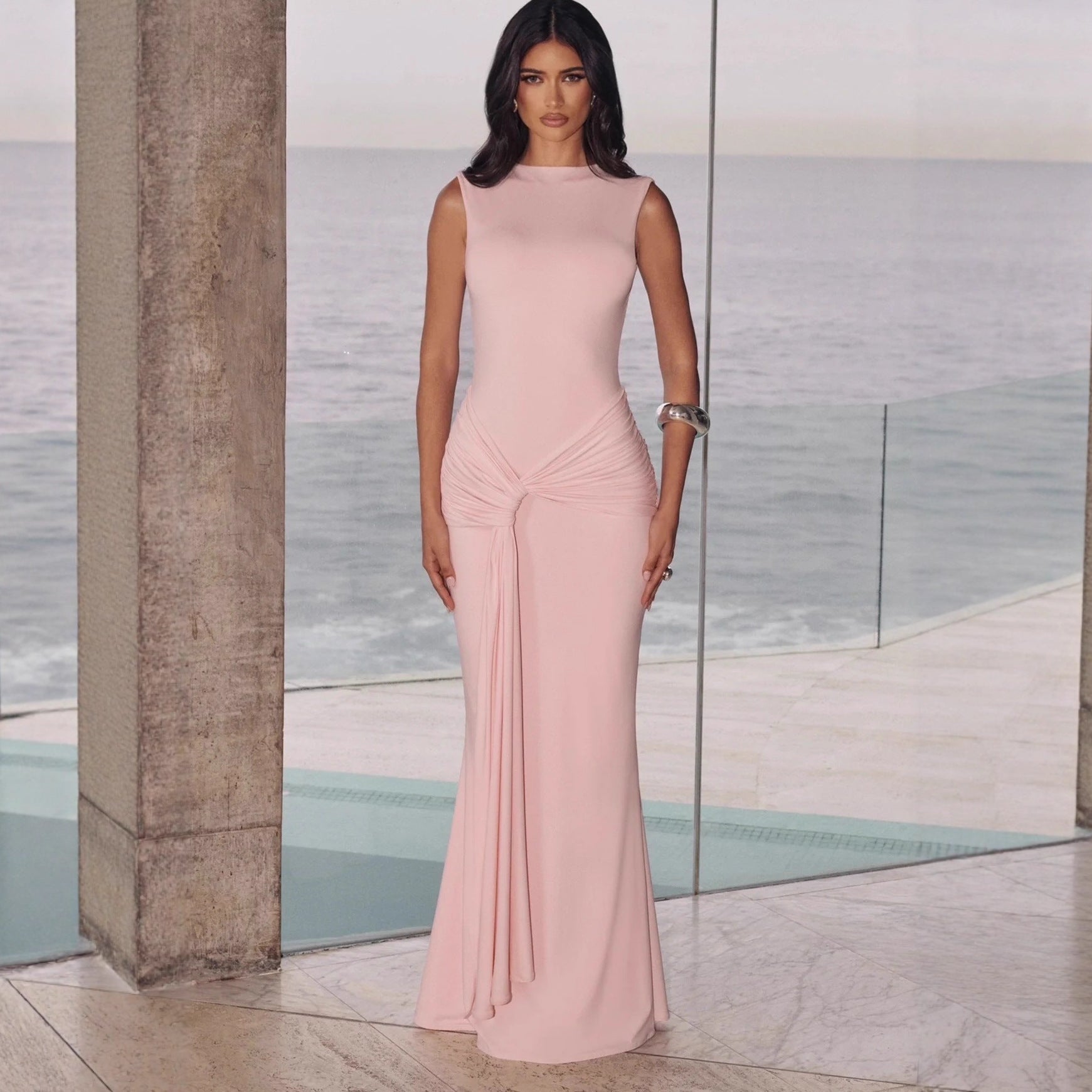 Pleated Vest Maxi Dress