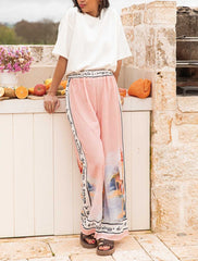Graffiti Printed Wide-Leg Straight-Leg Pants