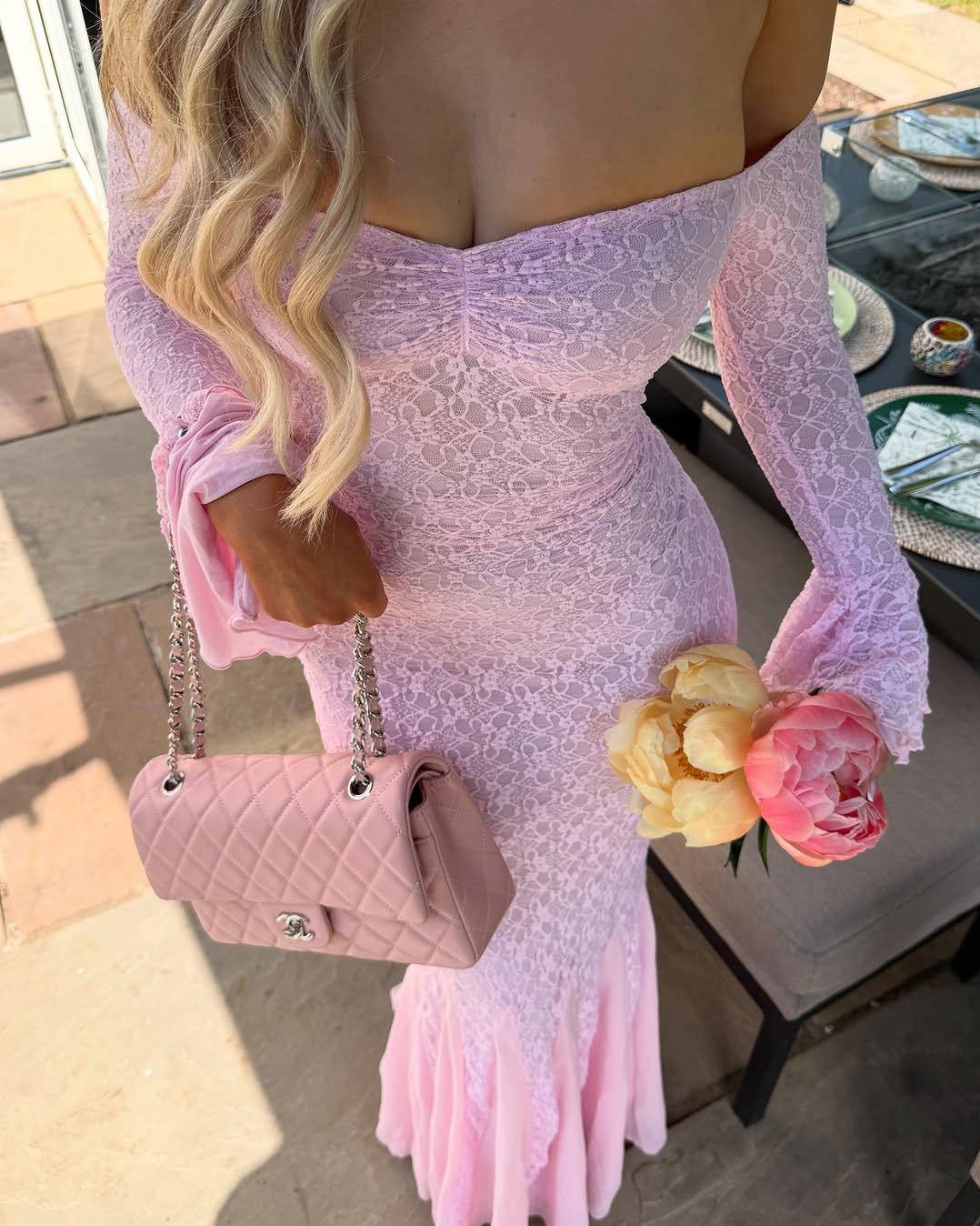 Bell Sleeve Strapless Lace Mermaid Dress