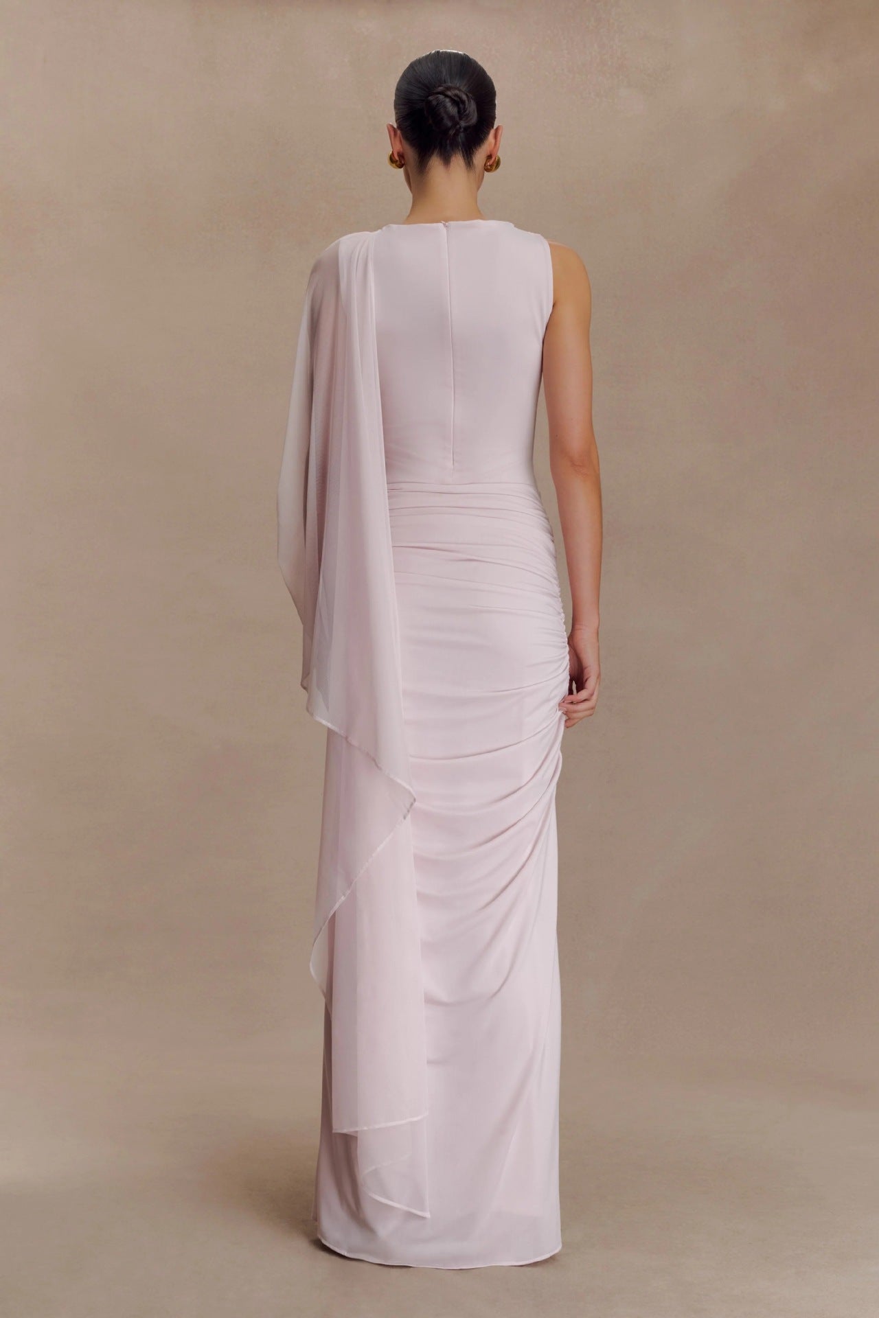 Shawl Mesh Hip Skirt Midi Dress