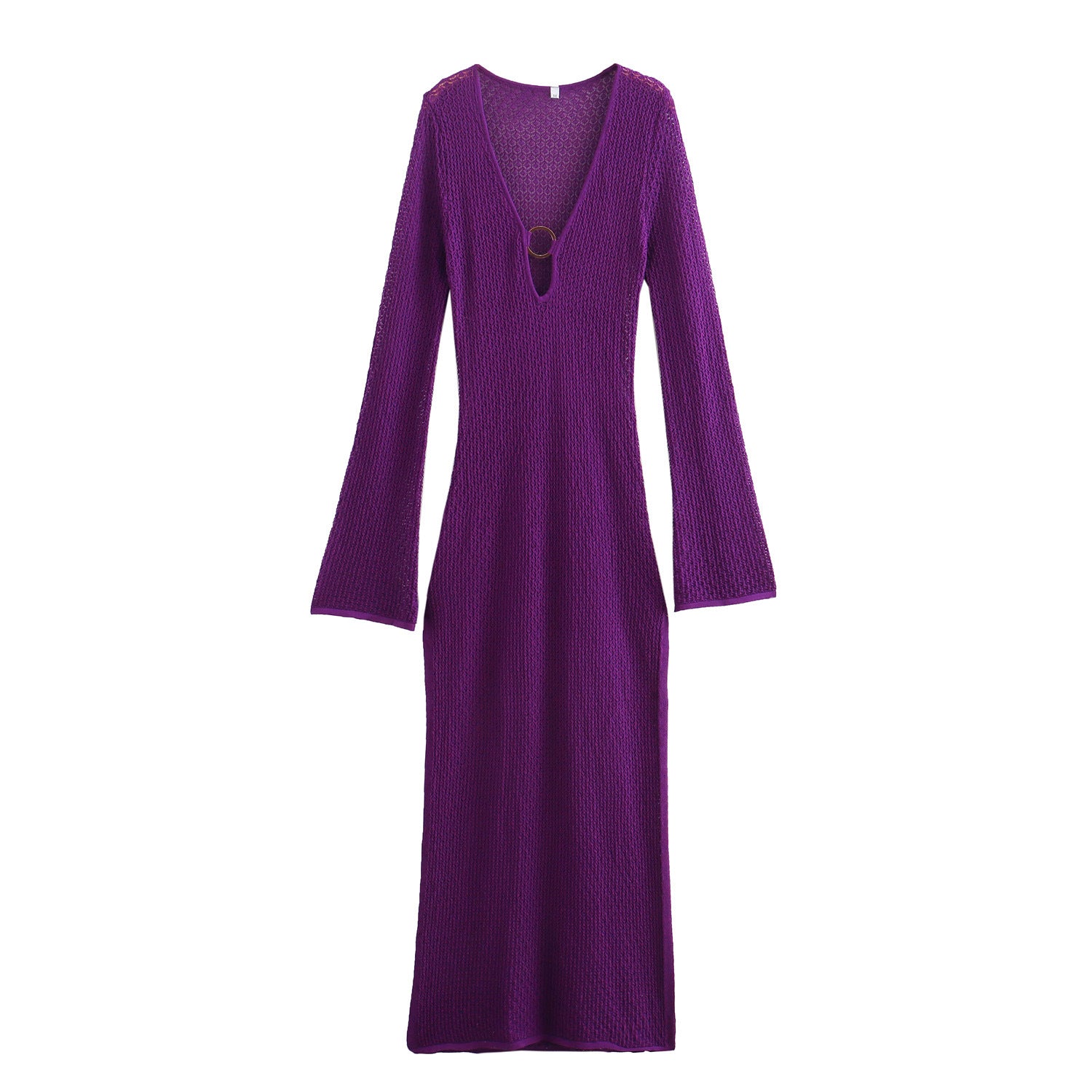 Grape Ribbed Knit Maxi Dress