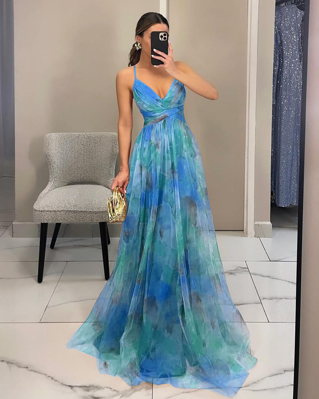 Mesh Printed Slip Dress