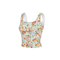 Floral Print Hanky Hem Zip Back Tank Top