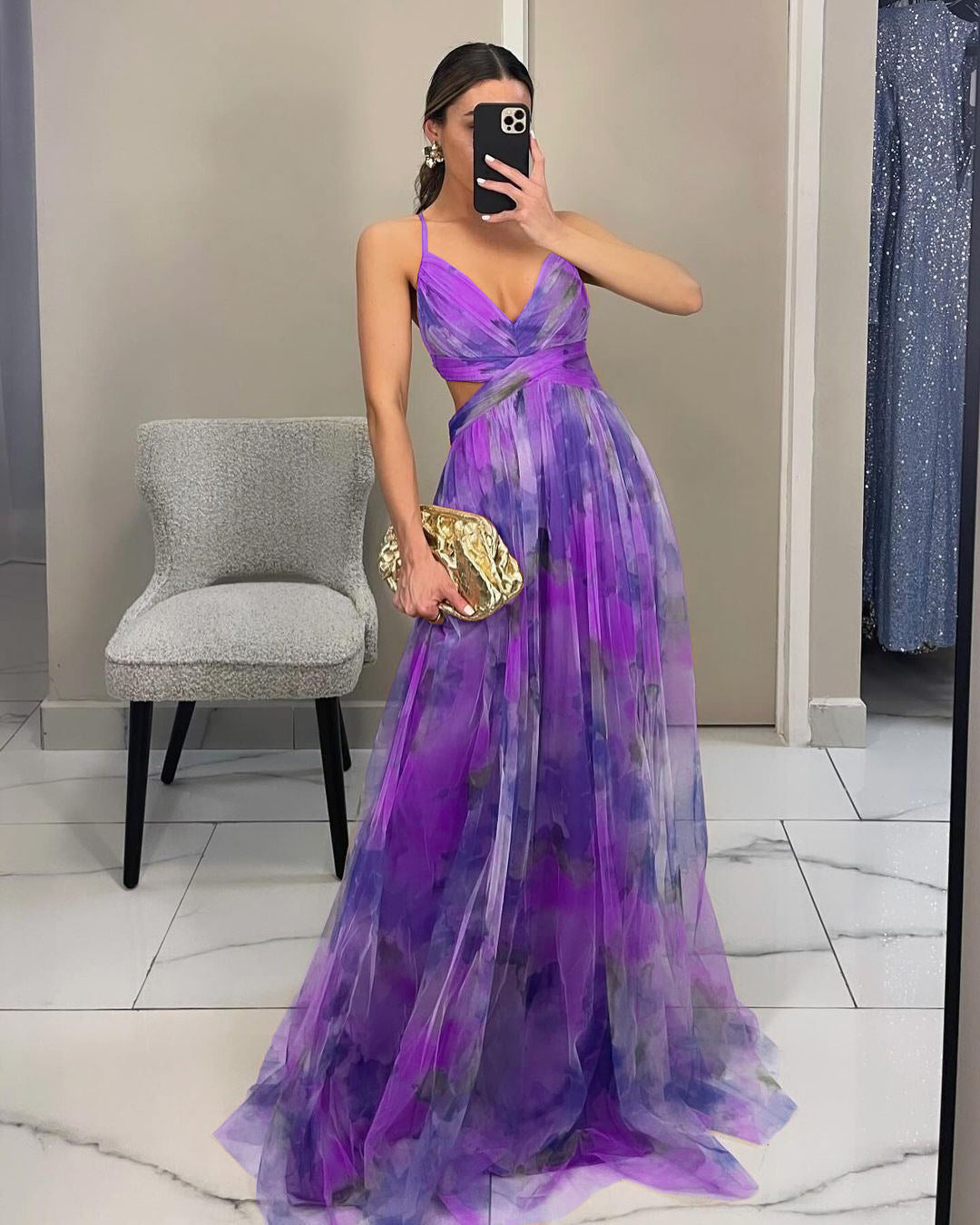 Mesh Printed Slip Dress