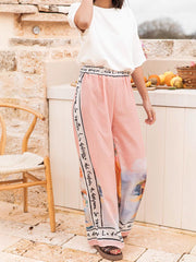 Graffiti Printed Wide-Leg Straight-Leg Pants