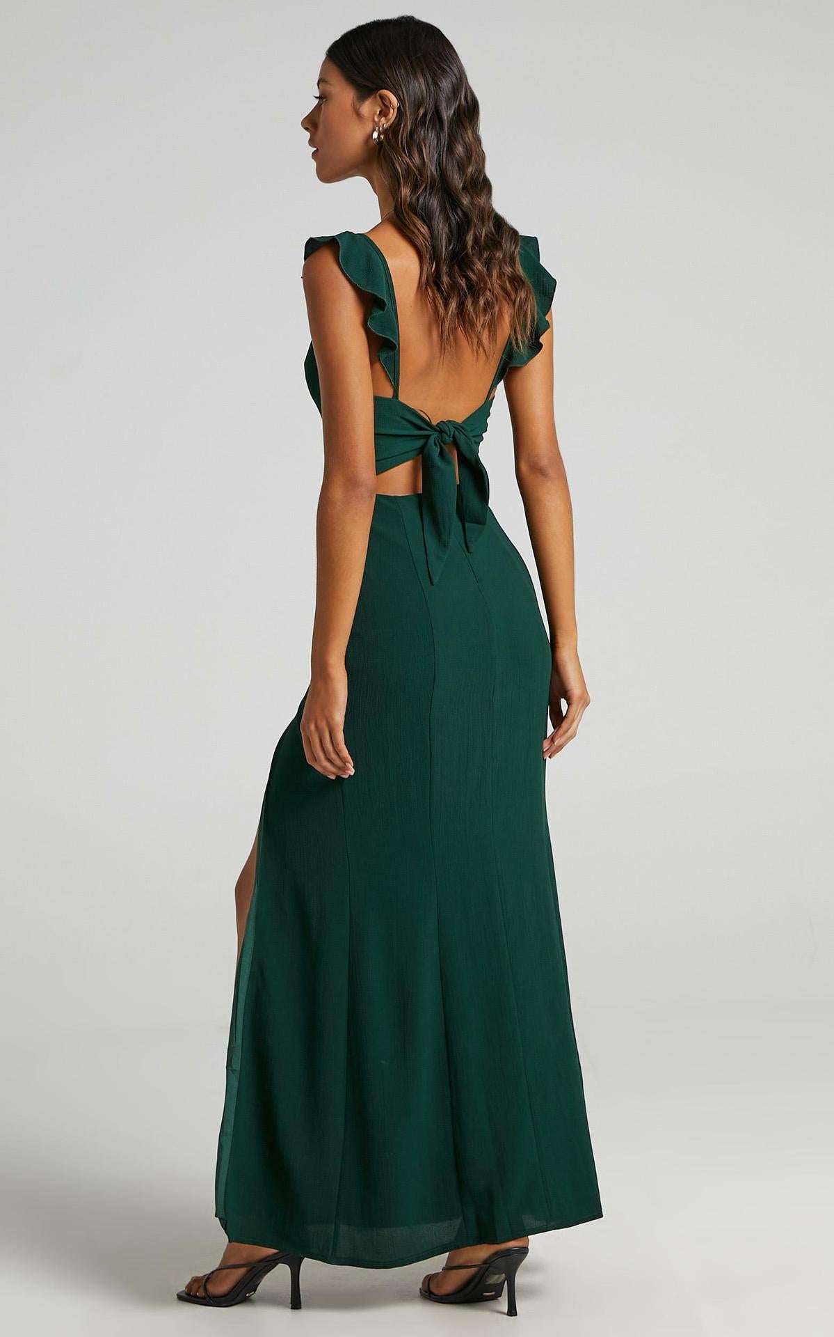 More Than This Ruffle Strap Maxi Dress - Green