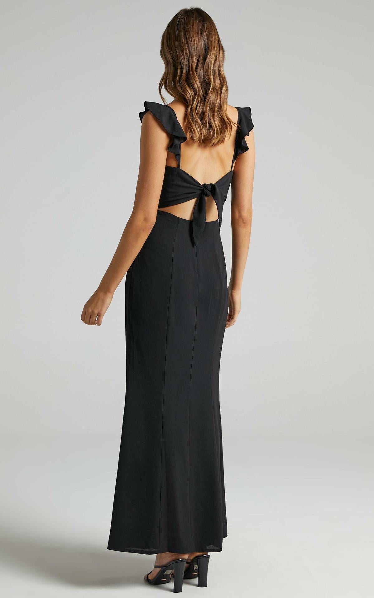 More Than This Ruffle Strap Maxi Dress - Black