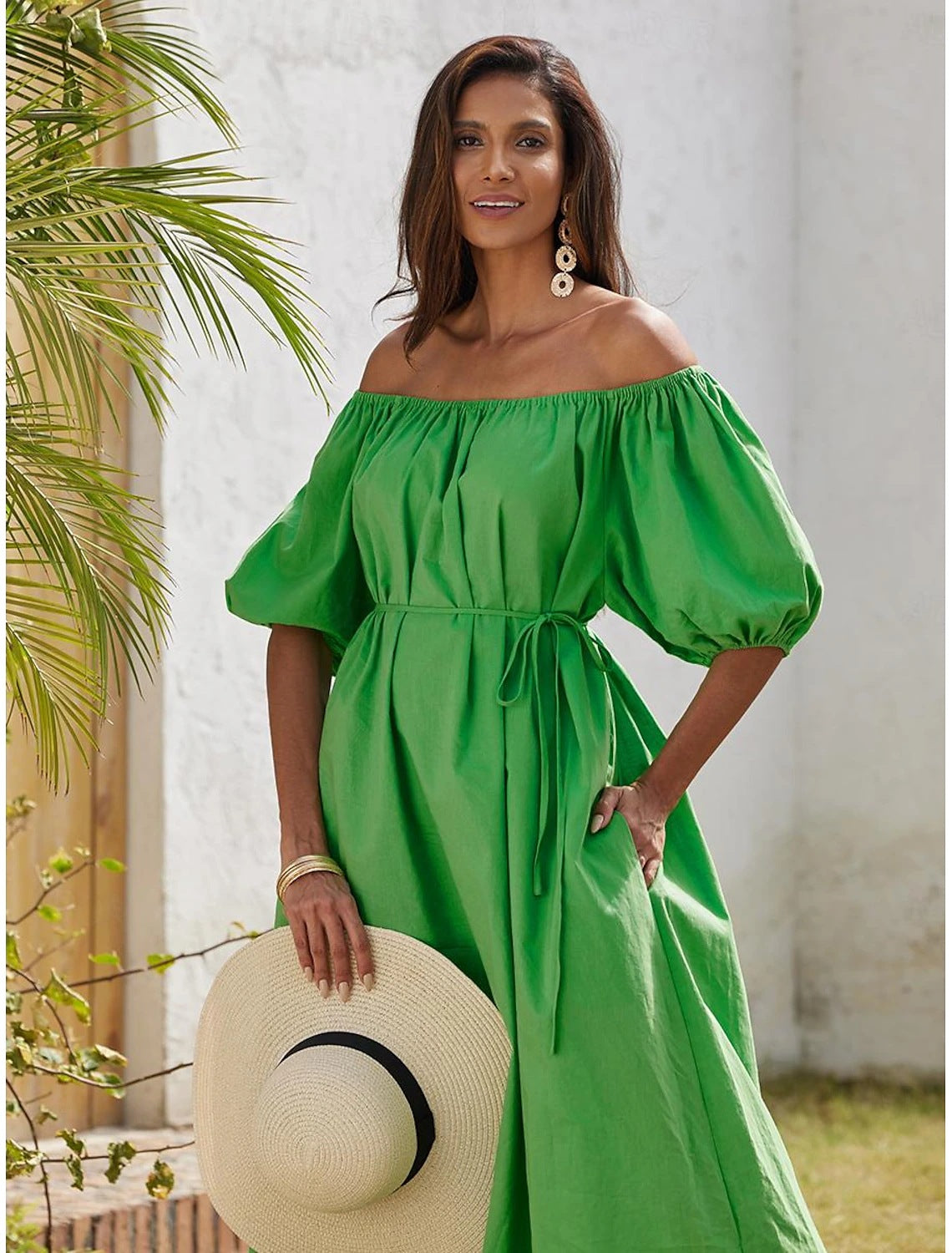 Puff Sleeve Off-Shoulder Dress