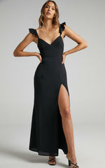 More Than This Ruffle Strap Maxi Dress - Black