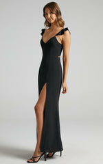 More Than This Ruffle Strap Maxi Dress - Black